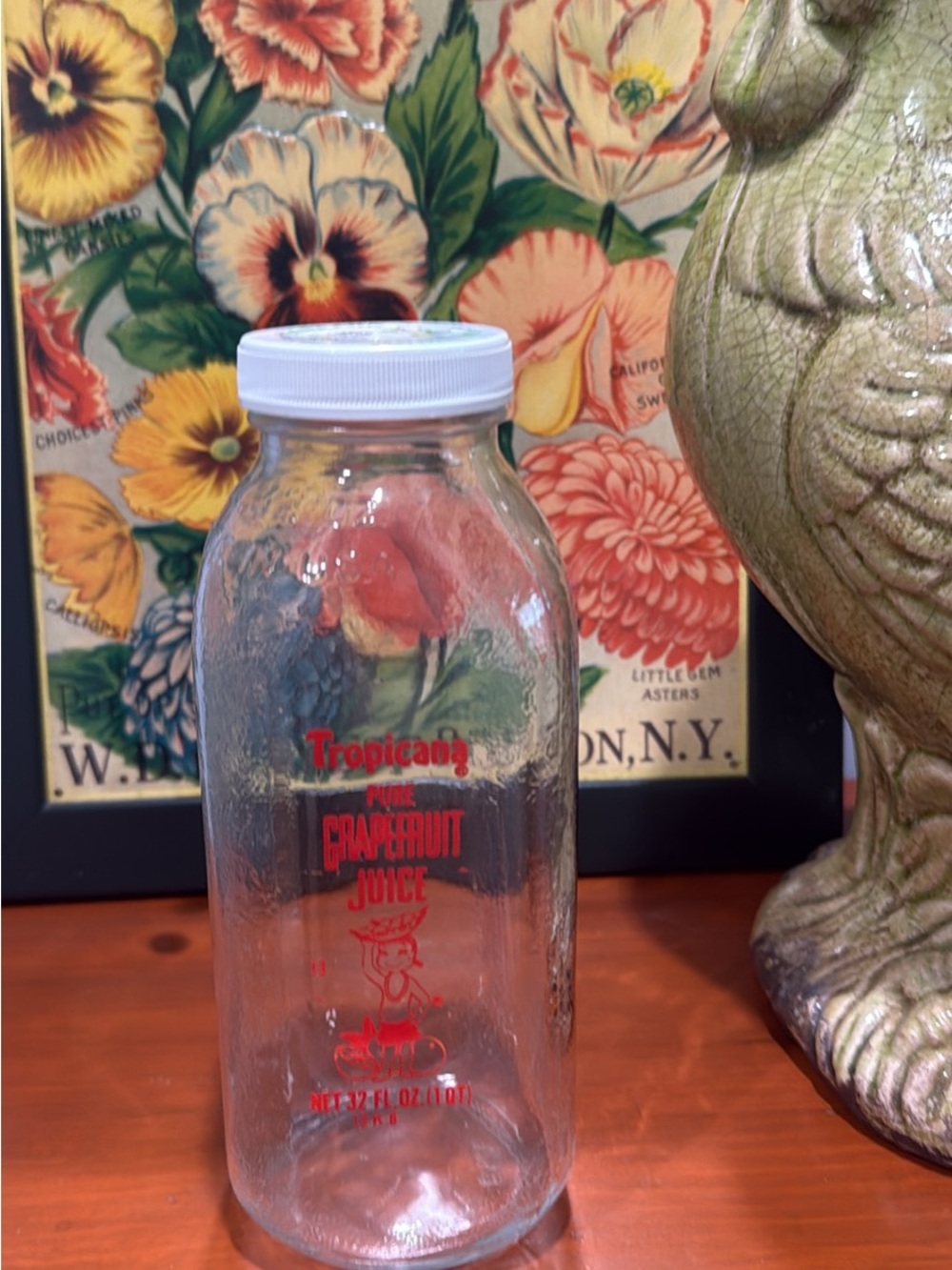 Vintage Glass Tropicana Juice Bottle-grapefruit 32 oz with Lid(rare)